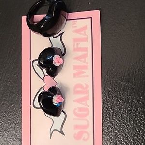 Lucite 1" pierced earring & ring set